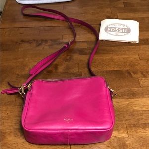 Fossil hot pink cross body bag